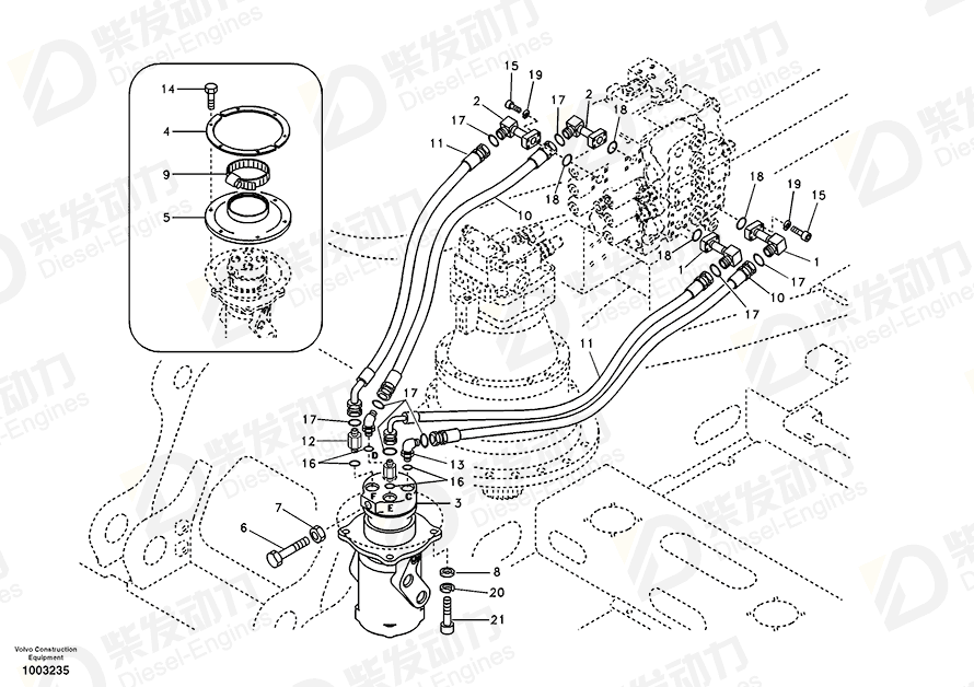 沃尔沃 硬管总成 SA1142-03110 图纸