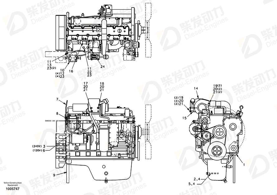沃尔沃 发动机 SA1111-00052 图纸