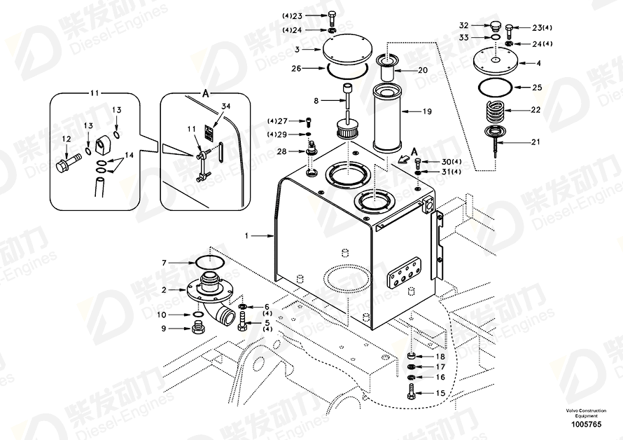 沃尔沃 液压油箱 SA1141-02080 图纸
