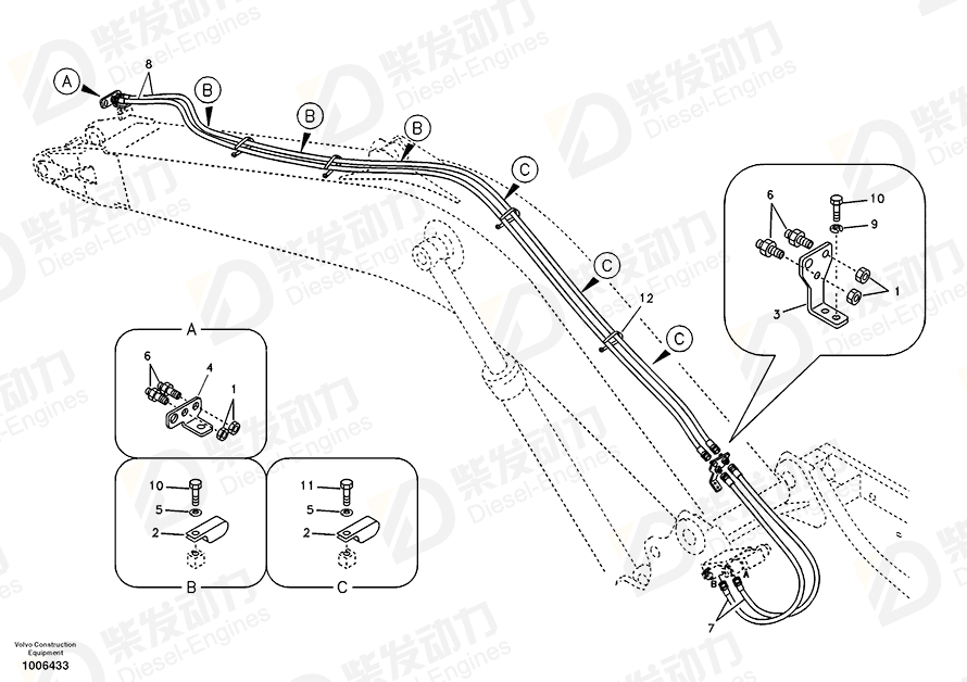 沃尔沃 软管装置 SA9466-03619 图纸