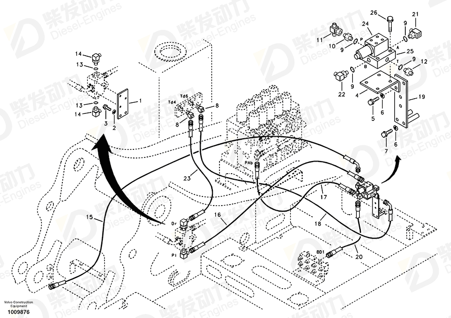 沃尔沃 软管装置 SA9451-02244 图纸