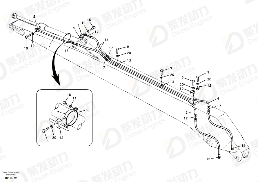 沃尔沃 硬管总成 SA1174-50880 图纸