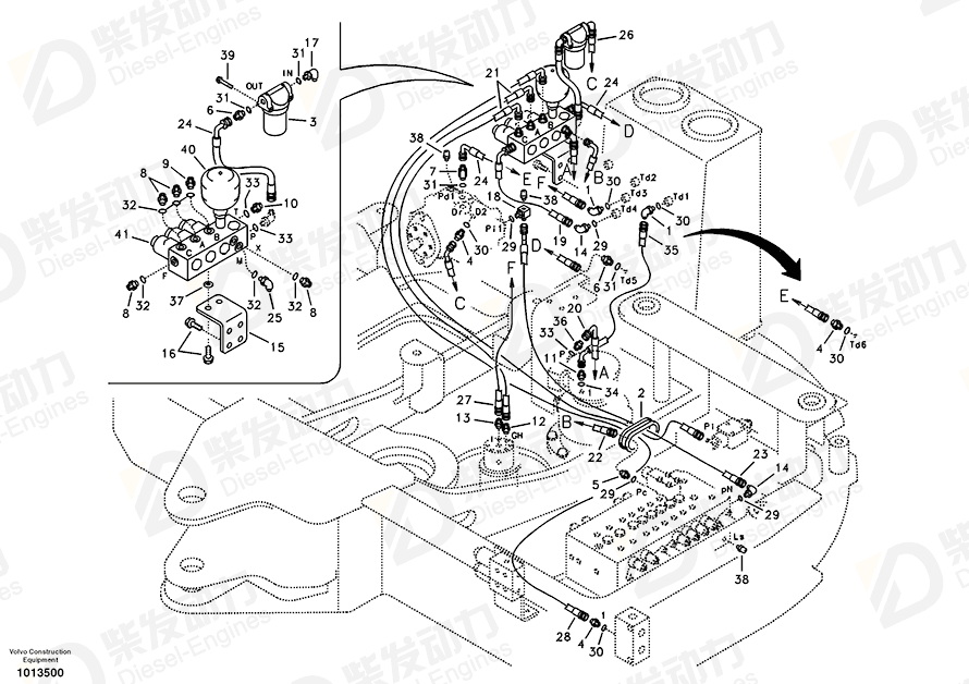 沃尔沃 软管装置 SA9453-03227 图纸