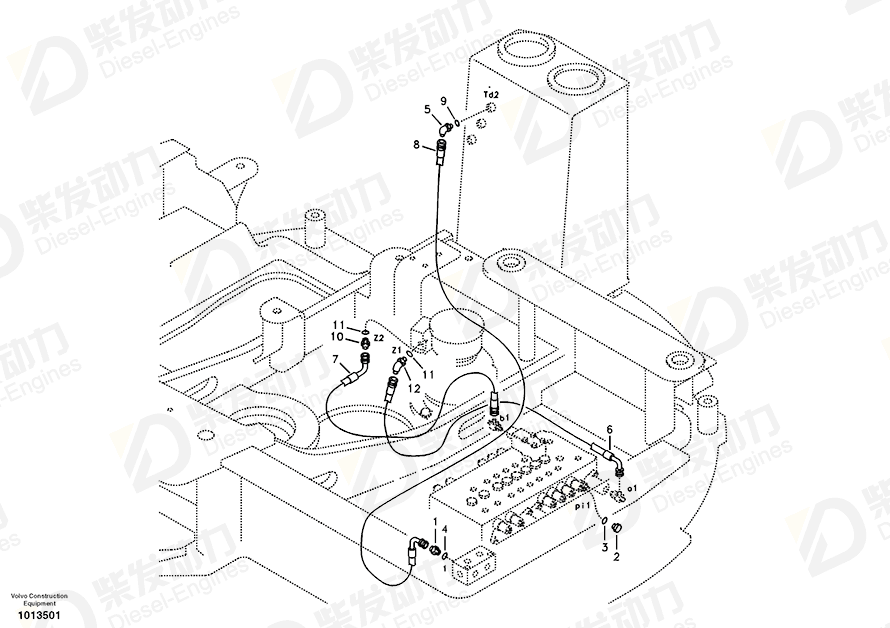 沃尔沃 燃油管 SA9453-02221 图纸