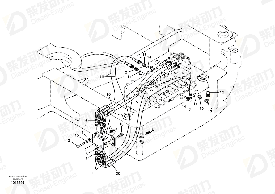 沃尔沃 燃油管 SA9453-02215 图纸