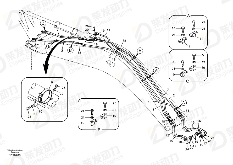 沃尔沃 HOSEASSEMBLY SA9459-04600 图纸