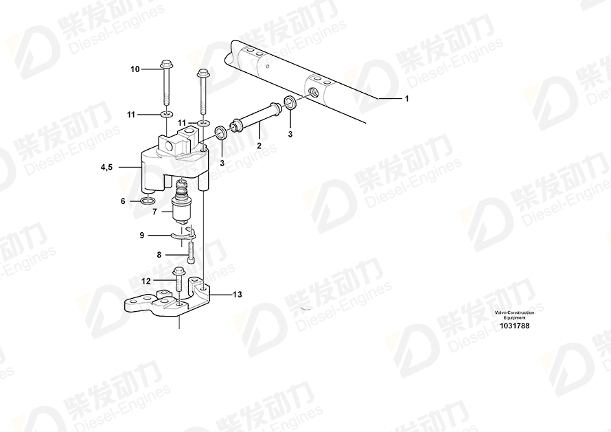 沃尔沃 Control valve, rocker arm shaft 20892735 图纸
