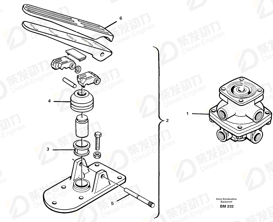 沃尔沃 脚踏刹车阀 4737815 图纸
