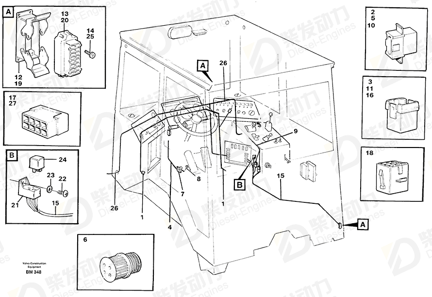 沃尔沃 六点螺口插座 972004 图纸