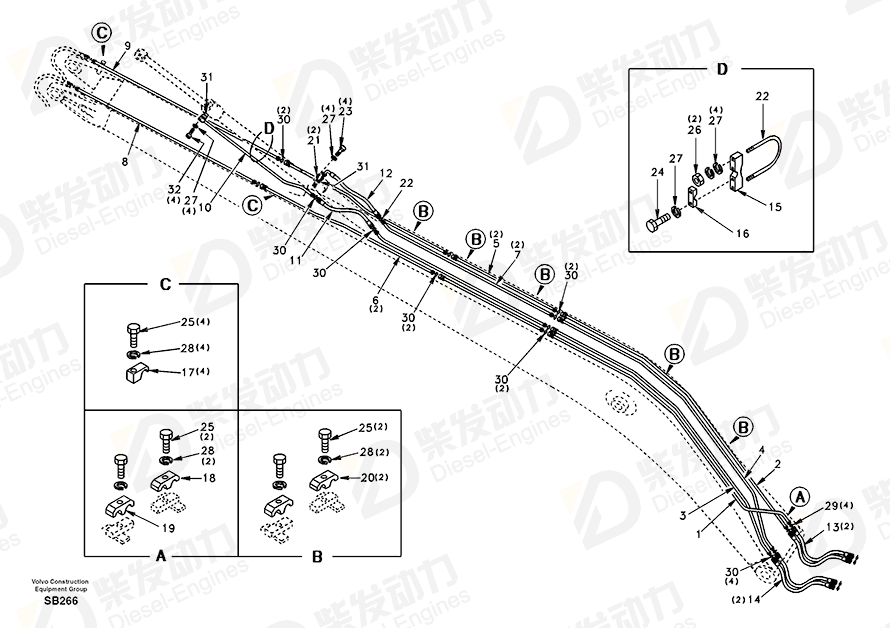 沃尔沃 U型螺栓 SA9349-10090 图纸