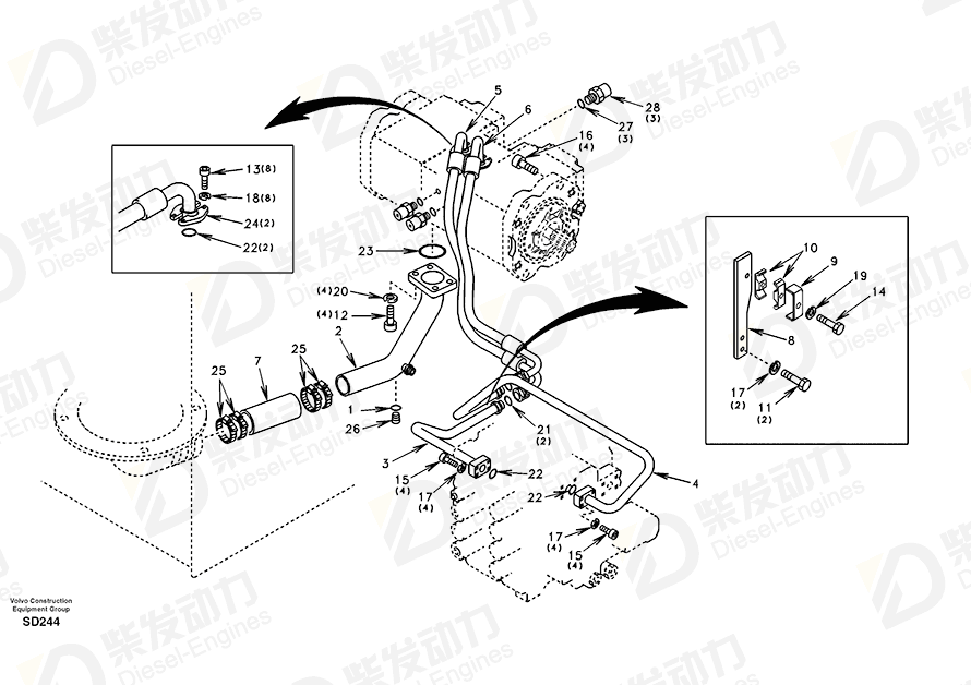 沃尔沃 硬管总成 SA1142-04621 图纸