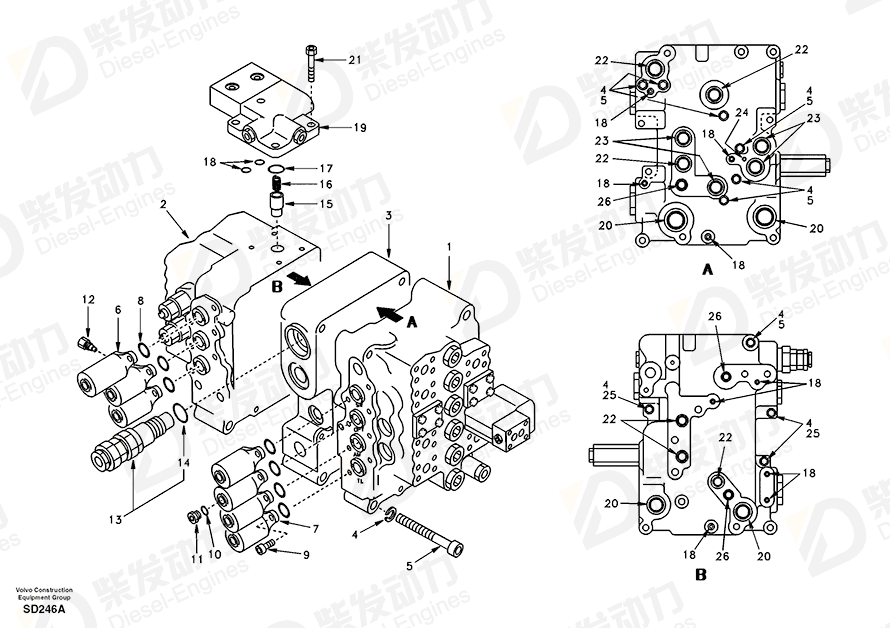 沃尔沃 歧管 SA14501806 图纸