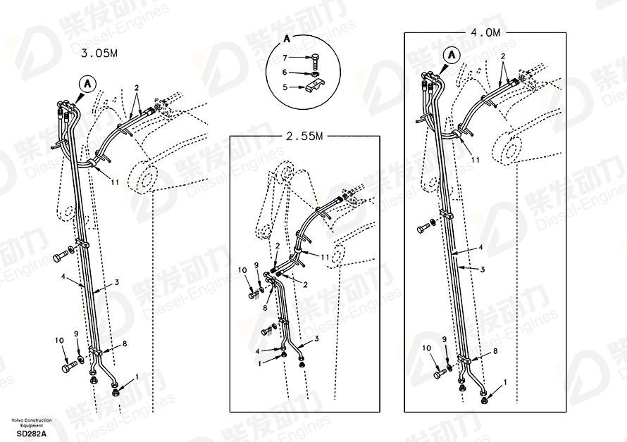 沃尔沃 硬管总成 SA1174-57940 图纸