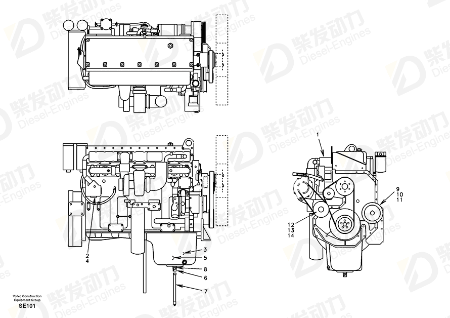 沃尔沃 发动机 SA1111-00781 图纸