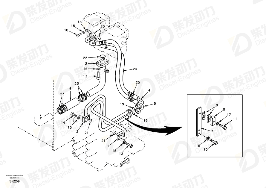 沃尔沃 橡胶软管 SA9444-10318 图纸